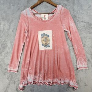 Boho Jane Tunic Top PInk Soft Knit I Am Where You Are Distressed Burnout Comfort